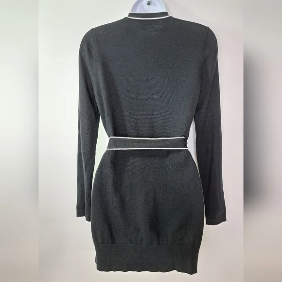 L'AGENCE Black and White Ronny Piped Wool and Cotton Cardigan Size XS - Picture 8 of 12